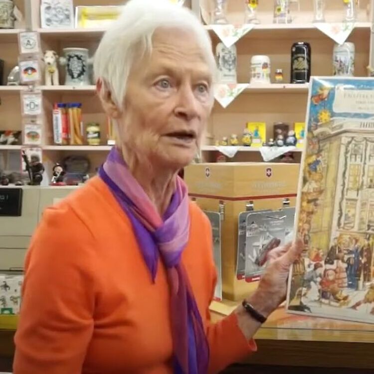 Helga being interviewed for a video about her life story.