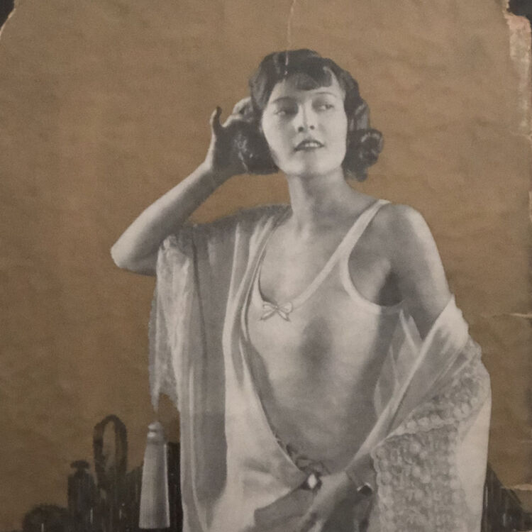 Howard Moore’s wife Mildred modeling underwear on a Peerless box. (Photo courtesy of the family.)