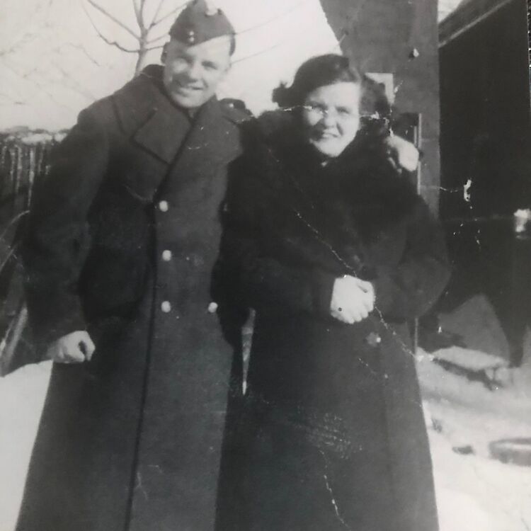 Lorne Clayton's mom with one of his brothers. Life was hard for the family.