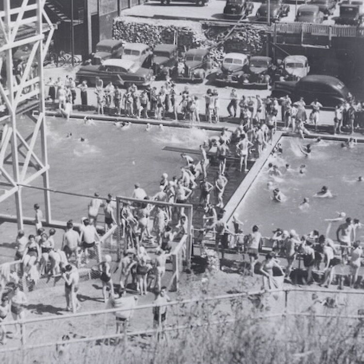 The Minnies at Quebec Ave. and Bloor St. W. had two pools and a diving tower. Lois recounted how a friend of her husband fell off the diving tower in winter. Fortunately, snow in the pool prevented him from being hurt.