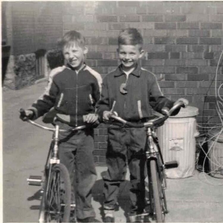 Doug McDougall with his friend Timmy Rosokovich behind McDougall's home on Glendonwynne Ave. (Photo courtesty of the family.)