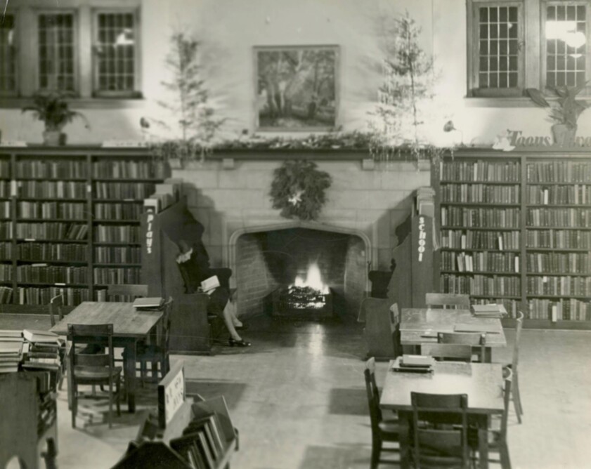 In the 1950s, High Park Library had a functioning fireplace. (Photo circa 1940 courtesy of Toronto Public Library Archives.)