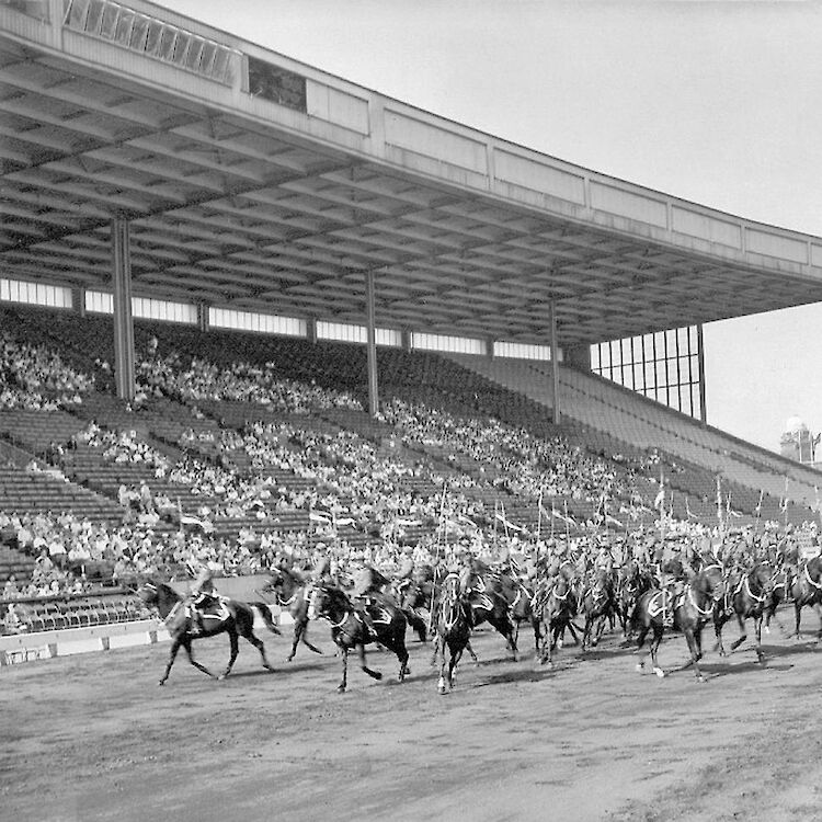 The CNE Grandstand was home to the RCMP Musical Ride. (Photo courtesy of the Toronto Archives.)