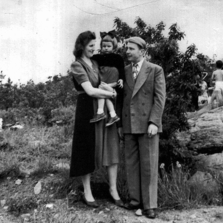 Filomena and Antanas Galdikas with Biruté on a visit to High Park in Toronto.