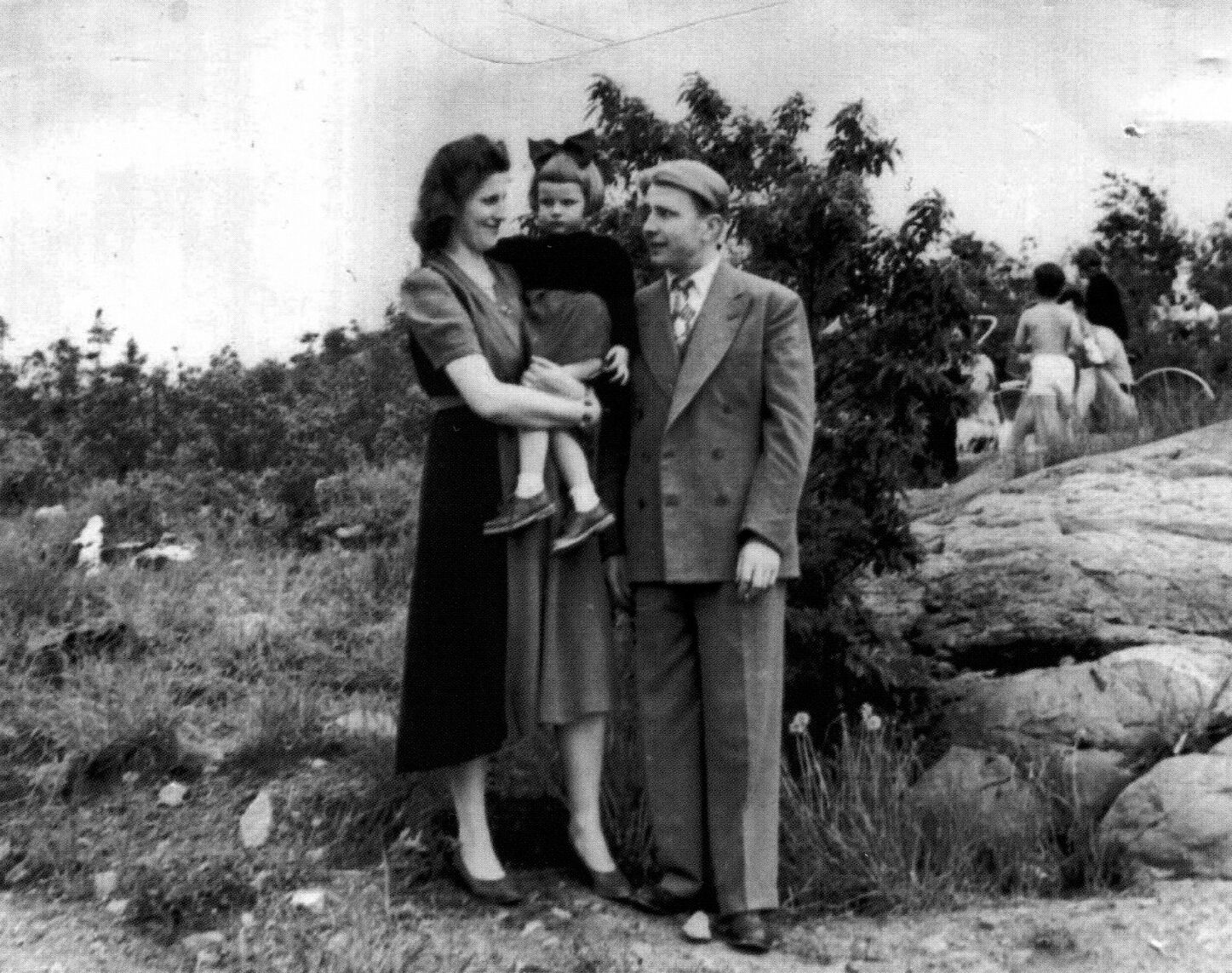 Filomena and Antanas Galdikas with Biruté on a visit to High Park in Toronto.