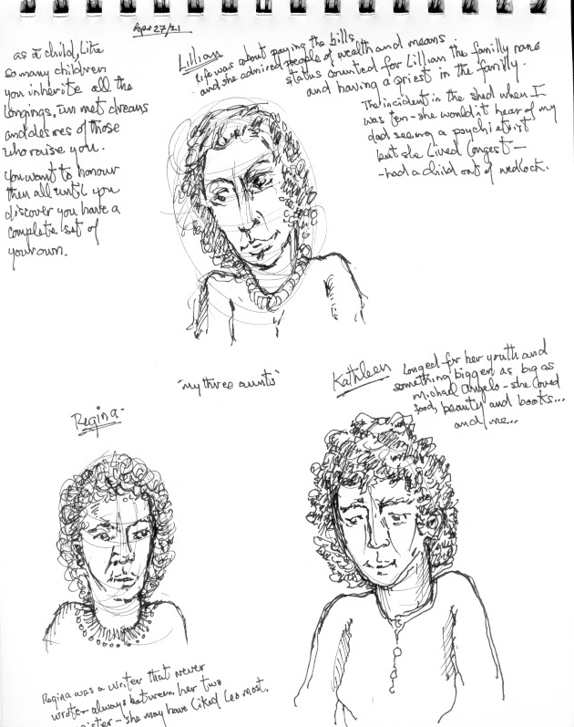 Jerome McNicholl's drawing of his aunts. (Illustration courtesy of the artist.)