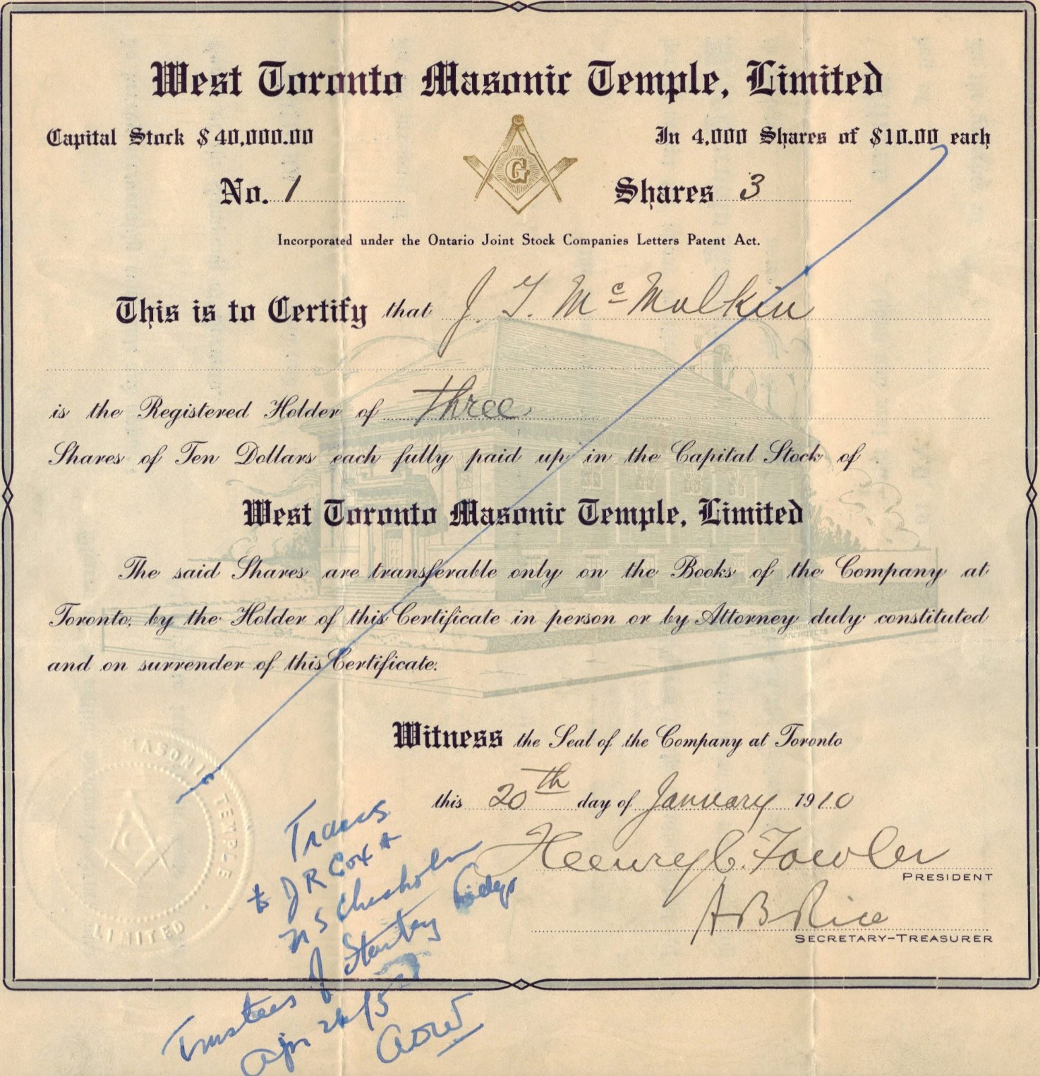 The temple's original charter was found in the eaves of a member's house in 1939. (Photo from the temple's Facebook.)