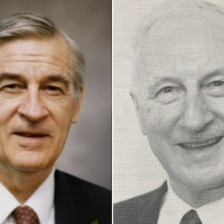 Howard Ashbourne, left, and his father Tom, an MP who had supported Newfoundland's joining Confederation. (Photos: Family and Wikipedia)