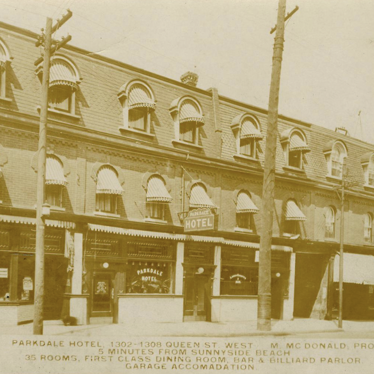 The Parkdale Hotel was a central hub for the neighbourhood, and the Parkdale Café often served its patrons. (Photo courtesy of Toronto Public Library.)